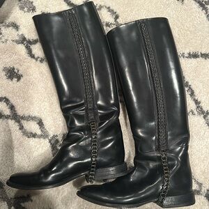 Givenchy Leather-chain link Accent Riding Boot